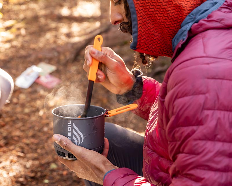 Using Jetboil TrailSpoon to eat meal from Stash