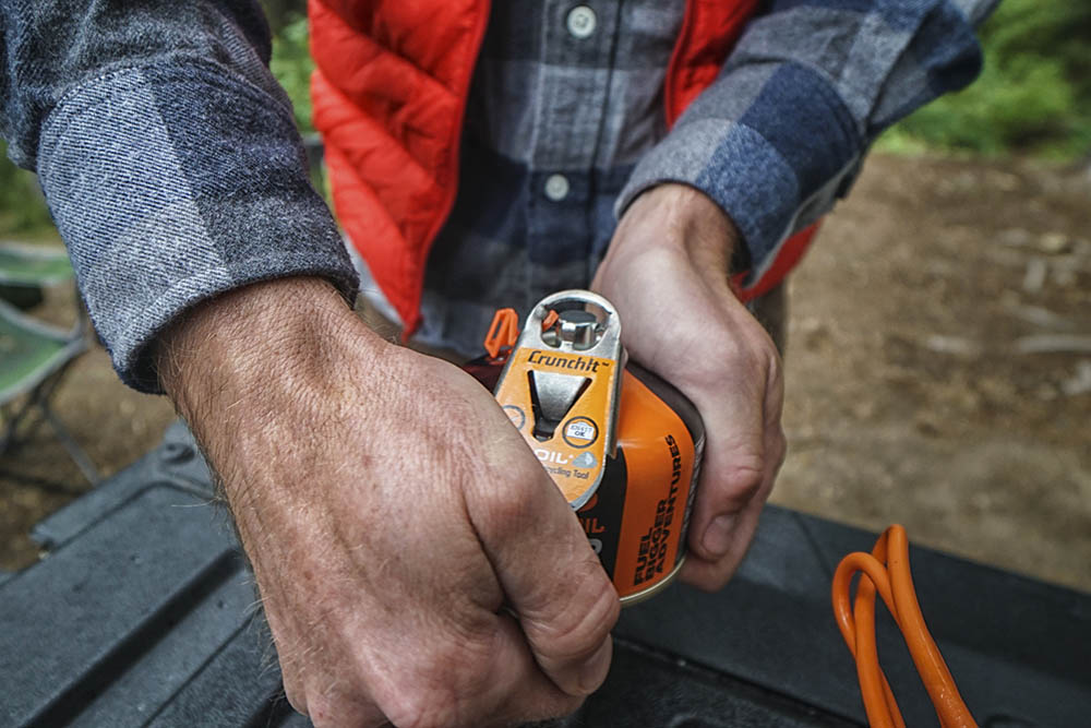 Using Jetboil CrunchIt tool to recycle JetPower fuel canister