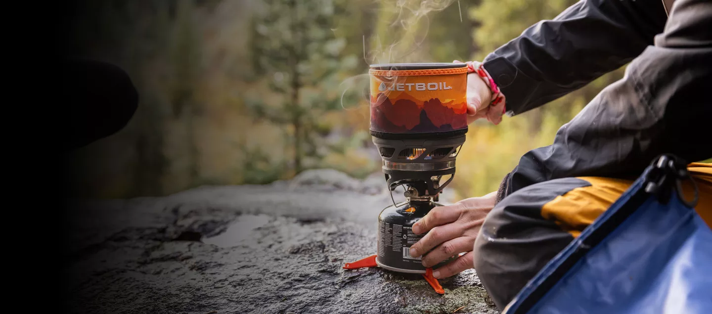 Jetboil MiniMo backpacking and camping cooking system.