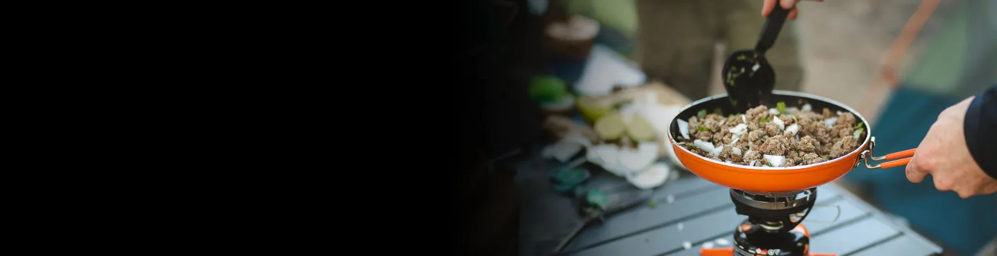 Cooking a delicious meal in the Jetboil Summit Skillet on cooking system