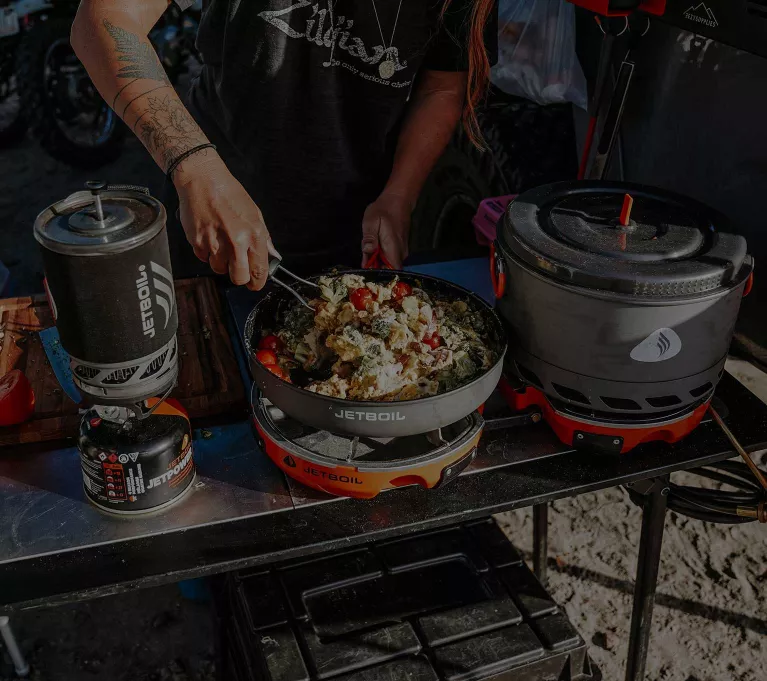 Cooking a meal on the Jetboil Genesis Basecamp System