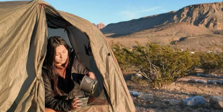 Pouring from Jetboil Stash while camping