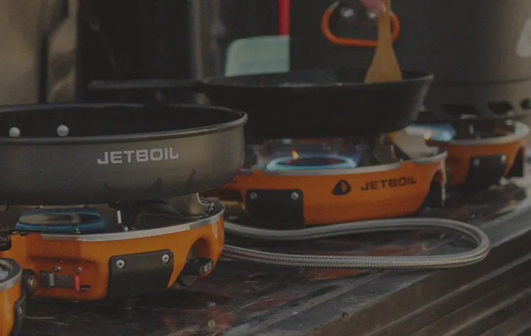 Jetboil Genesis and HalfGen systems connected with JetLink hose