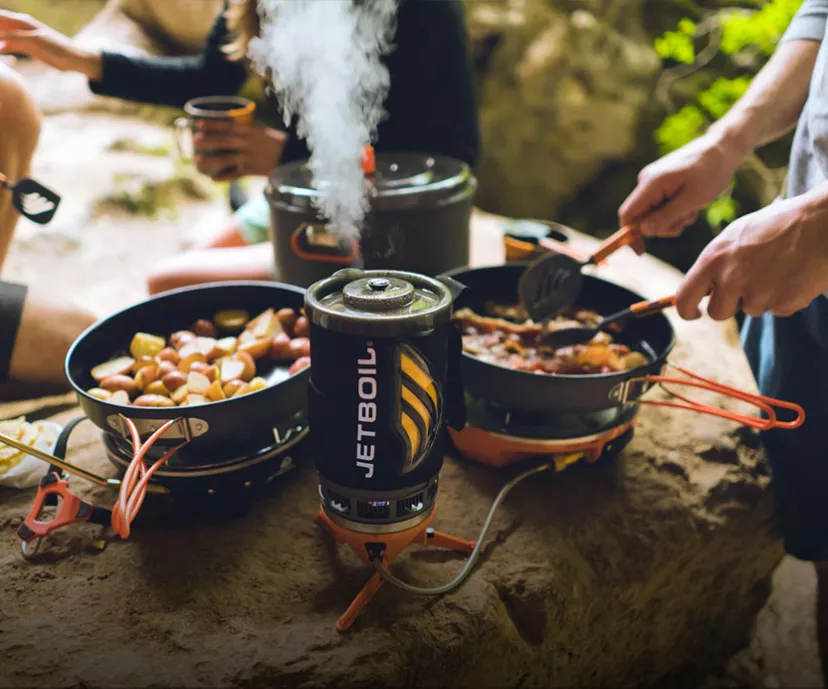 Cooking hearty meals in Jetboil Genesis, HalfGen and Luna Basecamp Cooking Camp Stoves